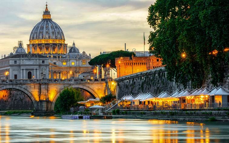 Summer in Rome, Italy at the water