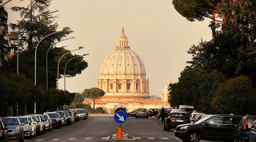Via Piccolomini the optical illusion street in Rome